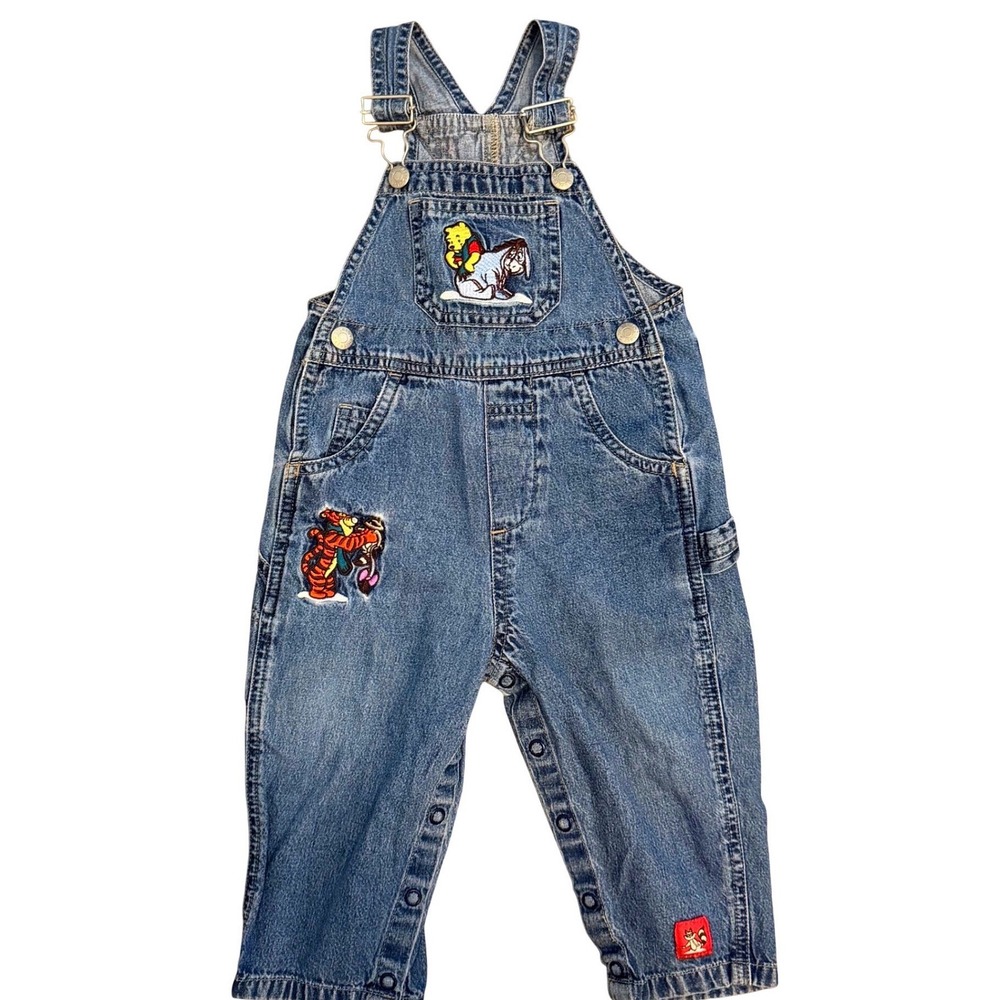 Vintage Disney Store Winnie the Pooh & Friends Denim Overalls Y2K Size 12mths